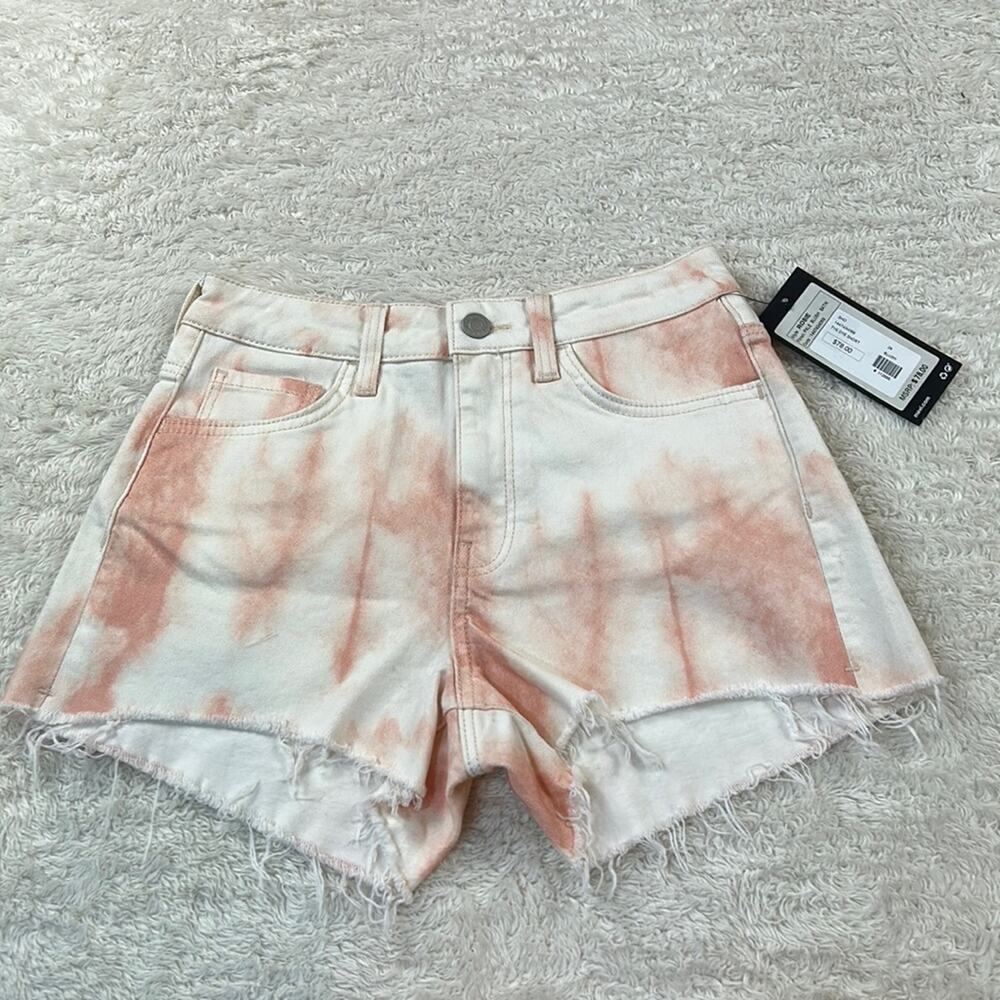 Mavi Rosie High Rise 90s shorts tie dye pale blush batik pink, size 24‎ NWT